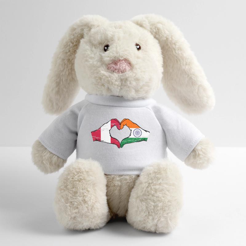 Pérou Inde drapeau mains forme de coeur utilisé Lapin en peluche recyclé MiniFeet® Crème