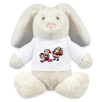 Freches Kind mit Weihnachtsmann - Retro Stil - MiniFeet® RecycelHase® Creme - Weiß - Vorne