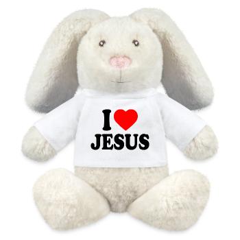 I love jesus - Lapin en peluche recyclé MiniFeet® Crème - blanc - Devant
