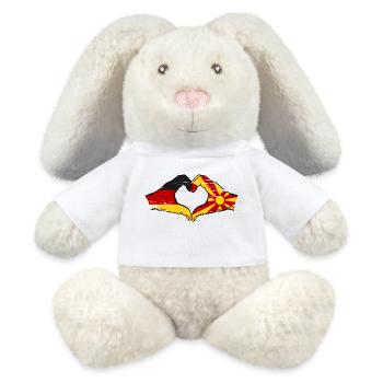 Allemagne Macédoine Drapeau Mains Coeur Forme Utilisé - Lapin en peluche recyclé MiniFeet® Crème - blanc - Devant