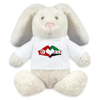 Tunisie Syrie Drapeau Mains Coeur Forme - Lapin en peluche recyclé MiniFeet® Crème - blanc - Devant