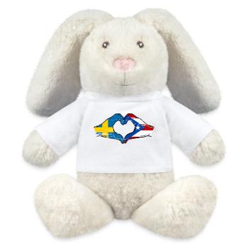 Schweden Puerto Rico Hände Herzform used - MiniFeet® RecycelHase® Creme - Weiß - Vorne