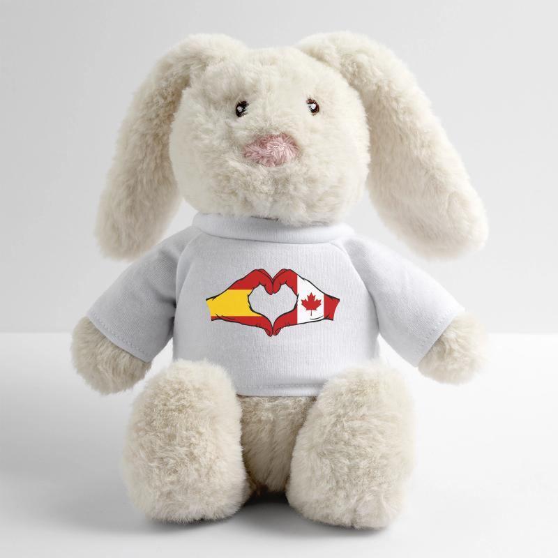 Spain Canada Flag Hands Heart MiniFeet® RecycelHase® Bunny Cream