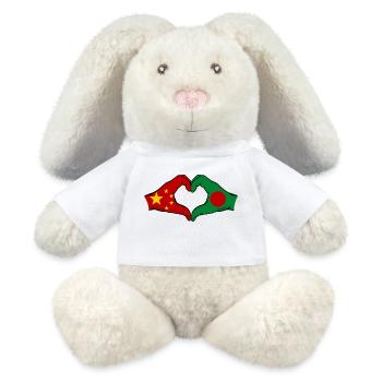 China Bangladesh Flag Hands Heart Shape - MiniFeet® RecycelHase® Bunny Cream - white - Front