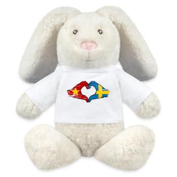 Vietnam Schweden Flagge Hände Herzform used - MiniFeet® RecycelHase® Creme - Weiß - Vorne