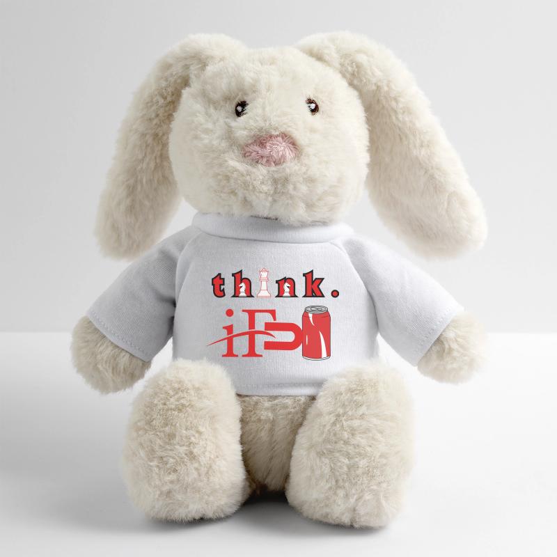 Pensez à un graphique de canette rouge d’échecs Lapin en peluche recyclé MiniFeet® Crème