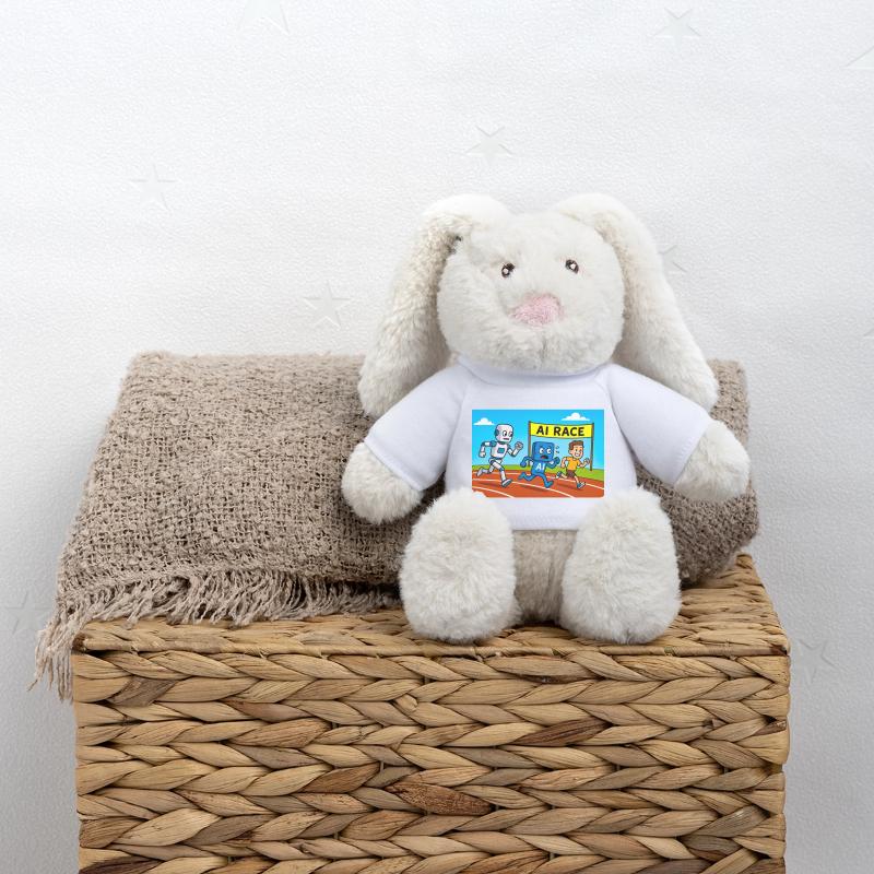 IA course course dessin animé Lapin en peluche recyclé MiniFeet® Crème
