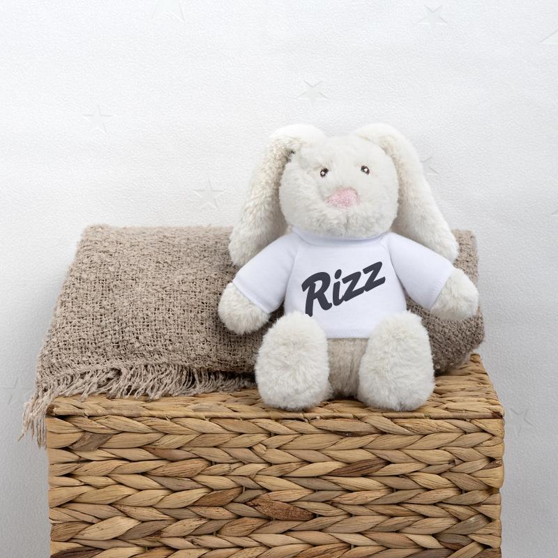 Rizz Neon Script Lapin en peluche recyclé MiniFeet® Crème