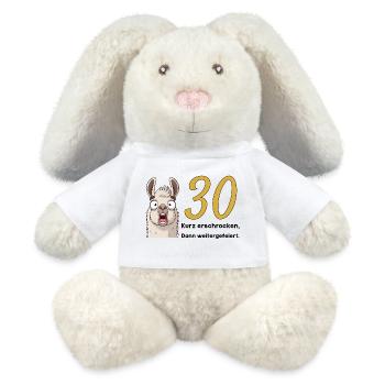 30 Geburtstag – Kurz erschrocken, dann gefeiert - MiniFeet® RecycelHase® Creme - Weiß - Vorne