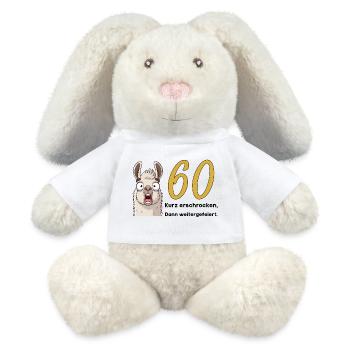60 Geburtstag – Kurz erschrocken, dann gefeiert - MiniFeet® RecycelHase® Creme - Weiß - Vorne