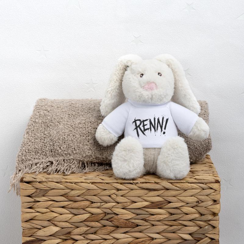 Cours ! Lapin en peluche recyclé MiniFeet® Crème