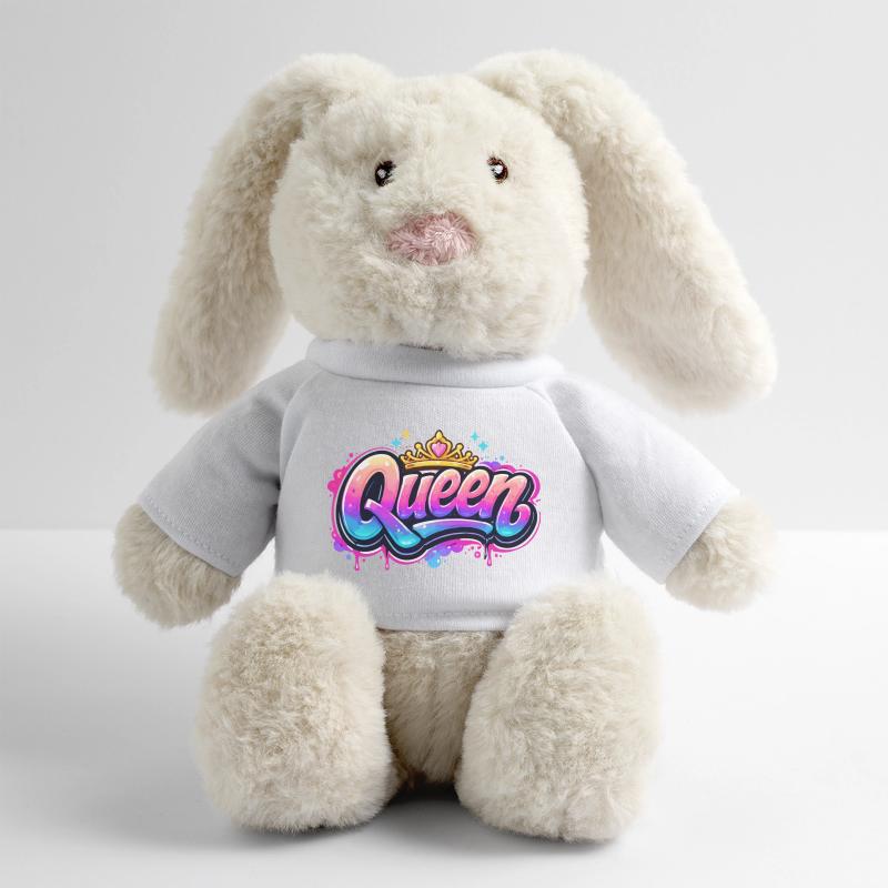 Queen Graffiti Crown Design Lapin en peluche recyclé MiniFeet® Crème