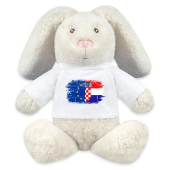 EU Kroatien Flagge Fusion - MiniFeet® RecycelHase® Creme - Weiß - Vorne