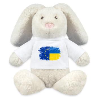 EU Ukraine Flagge Fusion - MiniFeet® RecycelHase® Creme - Weiß - Vorne