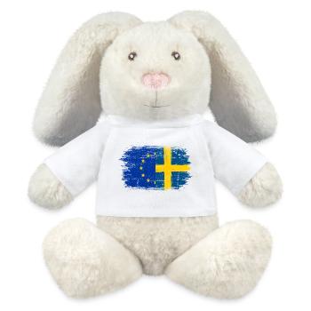 EU-Schweden Pinsel Flagge Fusion - MiniFeet® RecycelHase® Creme - Weiß - Vorne
