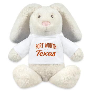 Écriture texane de Fort Worth - Lapin en peluche recyclé MiniFeet® Crème - blanc - Devant