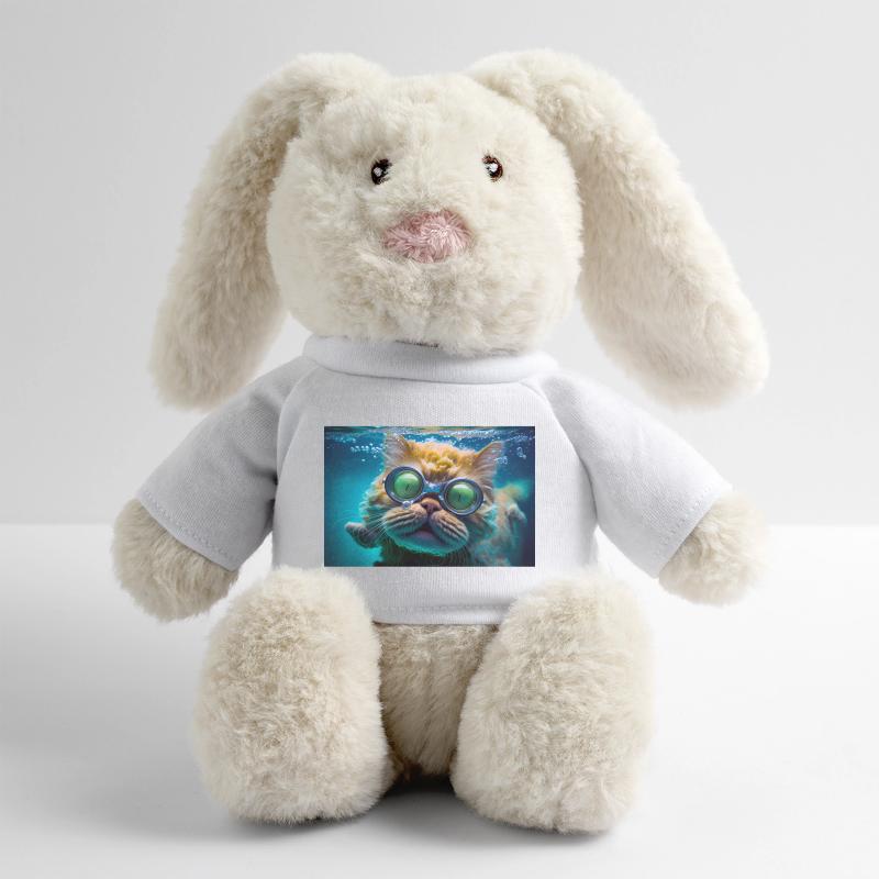 Hector le chat nageur à lunettes de plongée Lapin en peluche recyclé MiniFeet® Crème