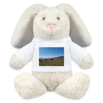 Esel, Berge, Wiesen - MiniFeet® RecycelHase® Creme - Weiß - Vorne