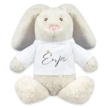 Prinzessin Enja Crown Hemd – Name mit Buchstabe E - MiniFeet® RecycelHase® Creme - Weiß - Vorne