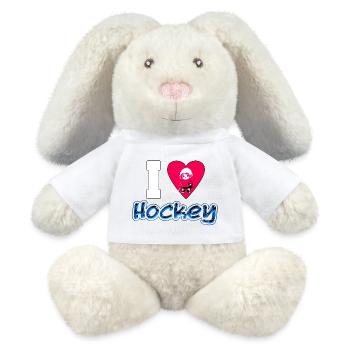 I Love Hockey - 3D Design - MiniFeet® RecycelHase® Creme - Weiß - Vorne