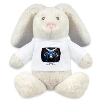 Zodiac sign Aries Date - MiniFeet® RecycelHase® Bunny Cream - white - Front