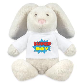 SUPER BOY - MiniFeet® RecycelHase® Bunny Cream - white - Front