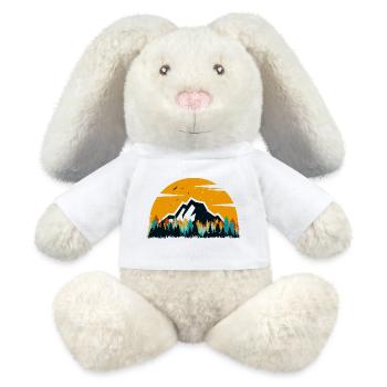 Sonnenuntergang Bergwald - MiniFeet® RecycelHase® Creme - Weiß - Vorne