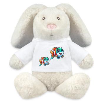 Bande dessinée de poisson - Lapin en peluche recyclé MiniFeet® Crème - blanc - Devant