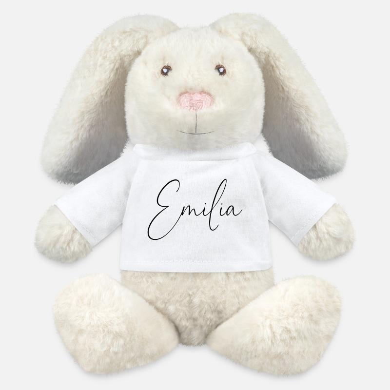 Emilia / Handwriting Design Personalized - MiniFeet® RecycelHase® Bunny Cream - white