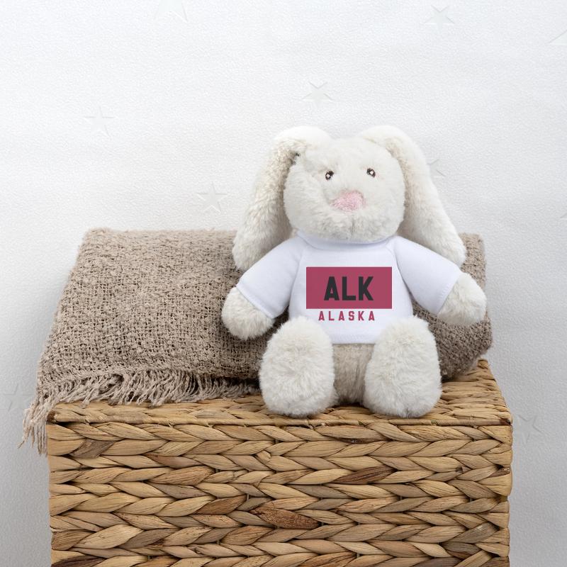 Alaska Typography in Ruby Color MiniFeet® RecycelHase® Bunny Cream