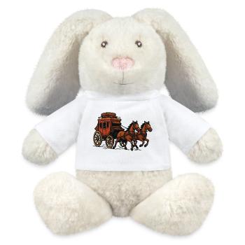 Pferdewagen Kutsche Szene - MiniFeet® RecycelHase® Creme - Weiß - Vorne