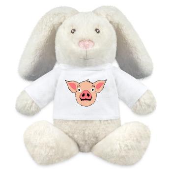 Cadeau T-shirt tête de cochon - Lapin en peluche recyclé MiniFeet® Crème - blanc - Devant