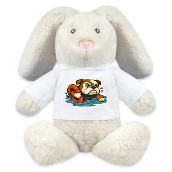 Rescue Bulldog-Maskottchen mit Wasserring - MiniFeet® RecycelHase® Creme - Weiß - Vorne