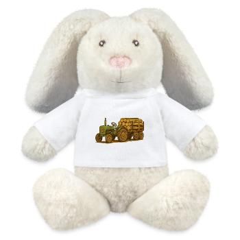 Green tractor with timber bed - MiniFeet® RecycelHase® Bunny Cream - white - Front