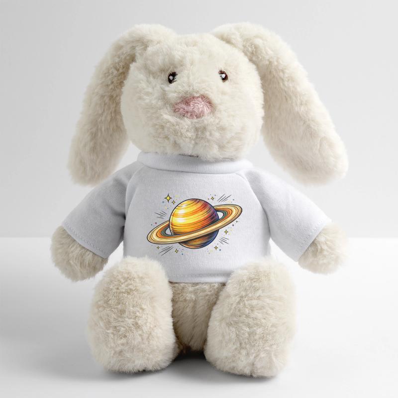 Planète Saturne Lapin en peluche recyclé MiniFeet® Crème