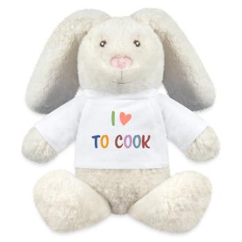 Ich liebe es, bunte Buchstaben zu kochen, süßer Feinschmecker - MiniFeet® RecycelHase® Creme - Weiß - Vorne