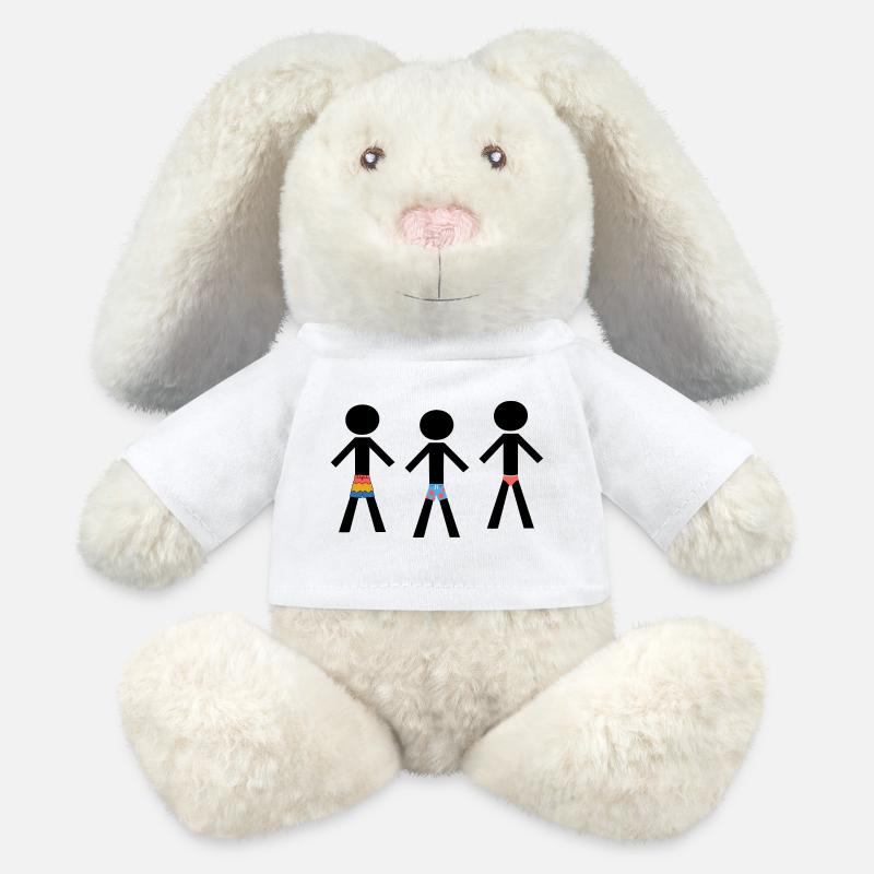 Beach Ready - Three well-dressed men - MiniFeet® RecycelHase® Bunny Cream - white