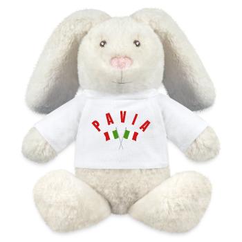 Pavia-Kreuz-italienische Flaggen - MiniFeet® RecycelHase® Creme - Weiß - Vorne