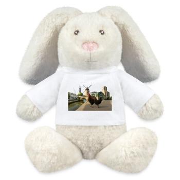 Marans, Stadthähne an der Mühle - MiniFeet® RecycelHase® Creme - Weiß - Vorne