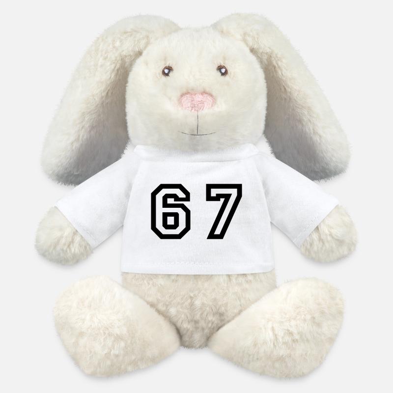 Nombre - 67 - Sixty Seven - Lapin en peluche recyclé MiniFeet® Crème - blanc