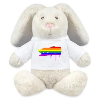 Rainbow Flag Graffiti - MiniFeet® RecycelHase® Bunny Cream - white - Front