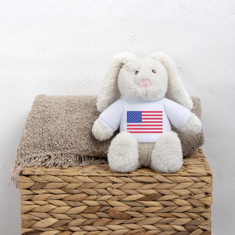 Drapeau Amérique Lapin en peluche recyclé MiniFeet® Crème
