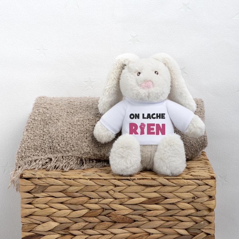 On lâche rien ! Lapin en peluche recyclé MiniFeet® Crème