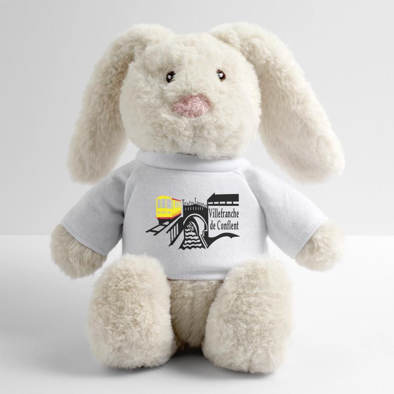 le petit train jaune Lapin en peluche recyclé MiniFeet® Crème