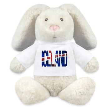 Design islandais avec motif de drapeau - Lapin en peluche recyclé MiniFeet® Crème - blanc - Devant