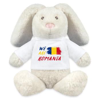 Nous sommes la Roumanie - Lapin en peluche recyclé MiniFeet® Crème - blanc - Devant