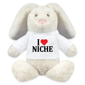 t-shirt j’aime Niche t-shirt idée cadeau - Lapin en peluche recyclé MiniFeet® Crème - blanc - Devant