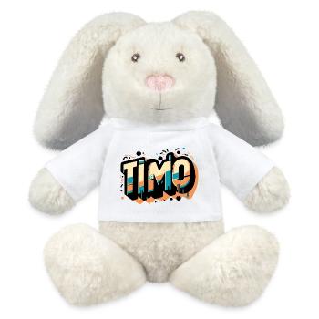 Timo Nom Graffiti - Lapin en peluche recyclé MiniFeet® Crème - blanc - Devant