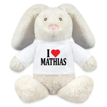 Ich liebe Mathias T-Shirt Geschenkidee T-Shirt - MiniFeet® RecycelHase® Creme - Weiß - Vorne