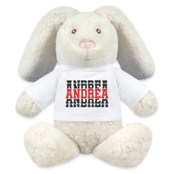 T-Shirt Andrea T-Shirt Geschenkidee gestapelter Text - MiniFeet® RecycelHase® Creme - Weiß - Vorne